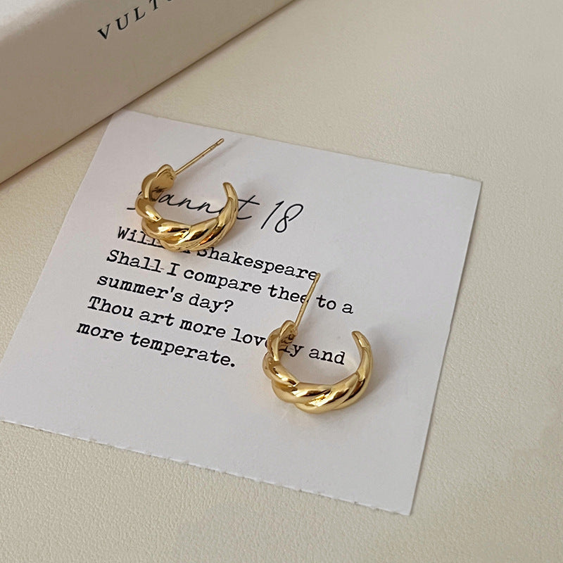 Wholesale gold and silver earrings small twist earrings