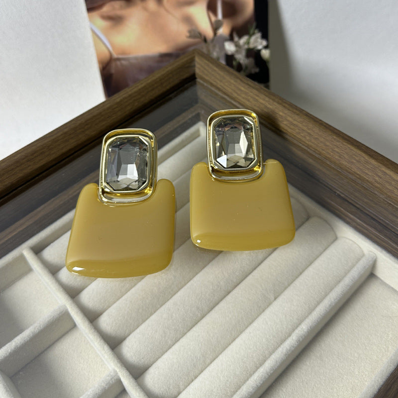 Wholesale  Geometric Square Gem Earrings Retro Simple Stylish Earrings