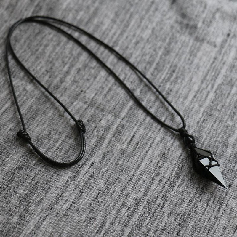 Wholesale Obsidian Geometric Pendant Necklace Starry Blue Sand Design for Couples Jewelry Accessory
