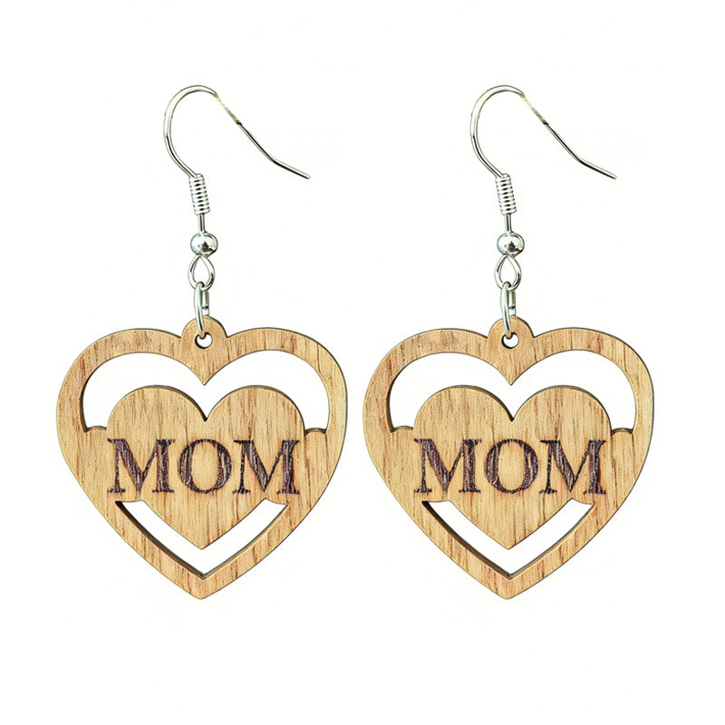 Wholesale 2 pairs Pearl and wooden floral earrings Mother' s Day gift