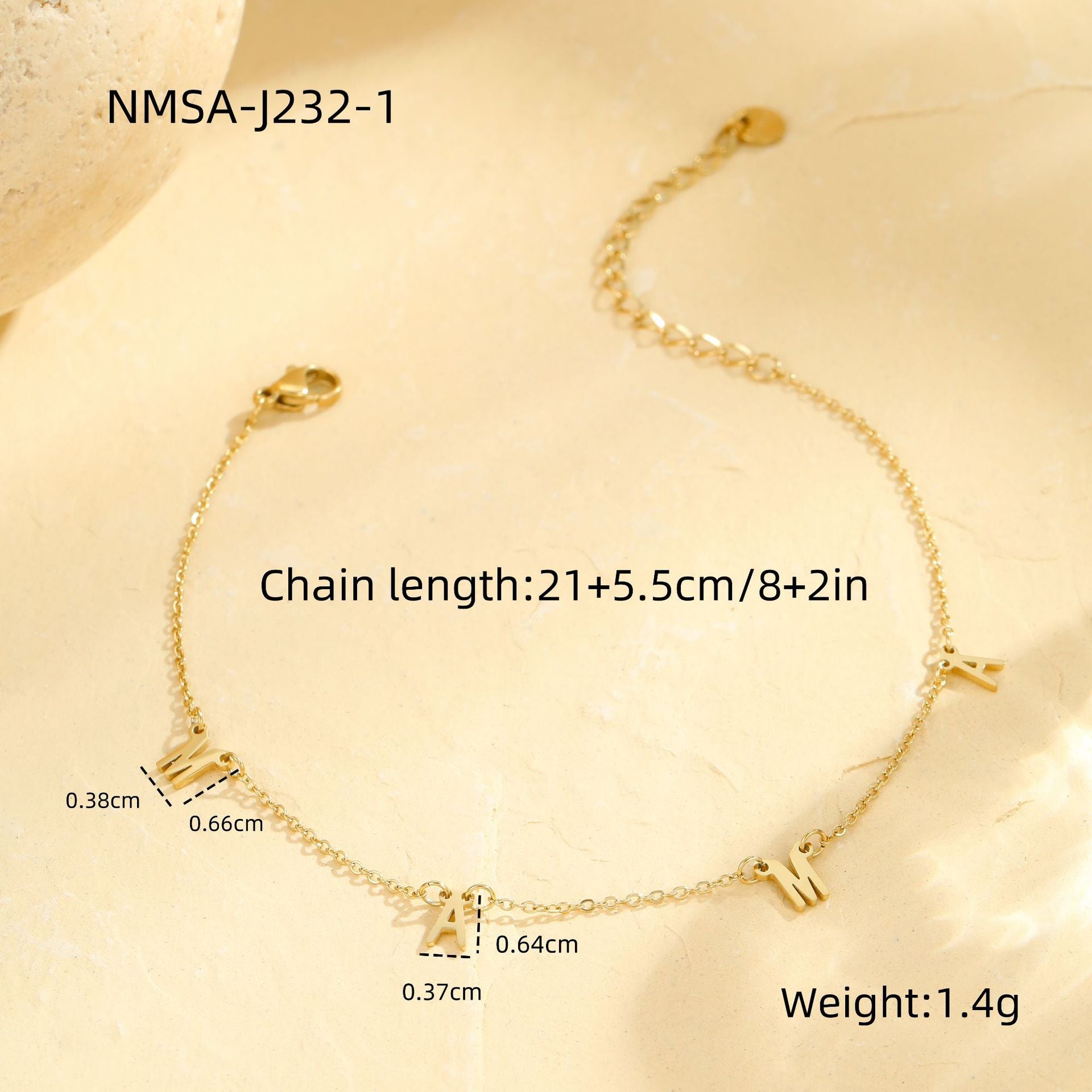 Wholesale  beach anklet letter pendant multi-layer stacked stainless steel non-fading  jewelry