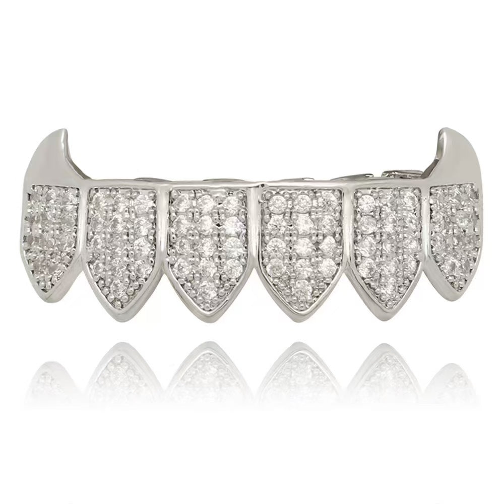 Wholesale Modern Hip-Hop Tooth Grills Gold Plated Alloy Colorful Zirconia Fashion Accessory for Resale