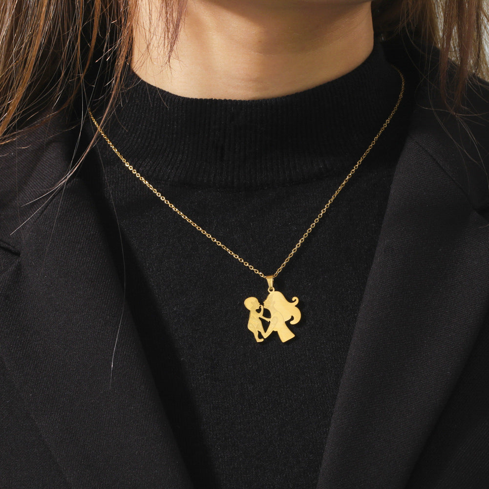 Wholesale Mother's Day MAMA Son Stainless Steel Necklace ACC-NE-QiJu002