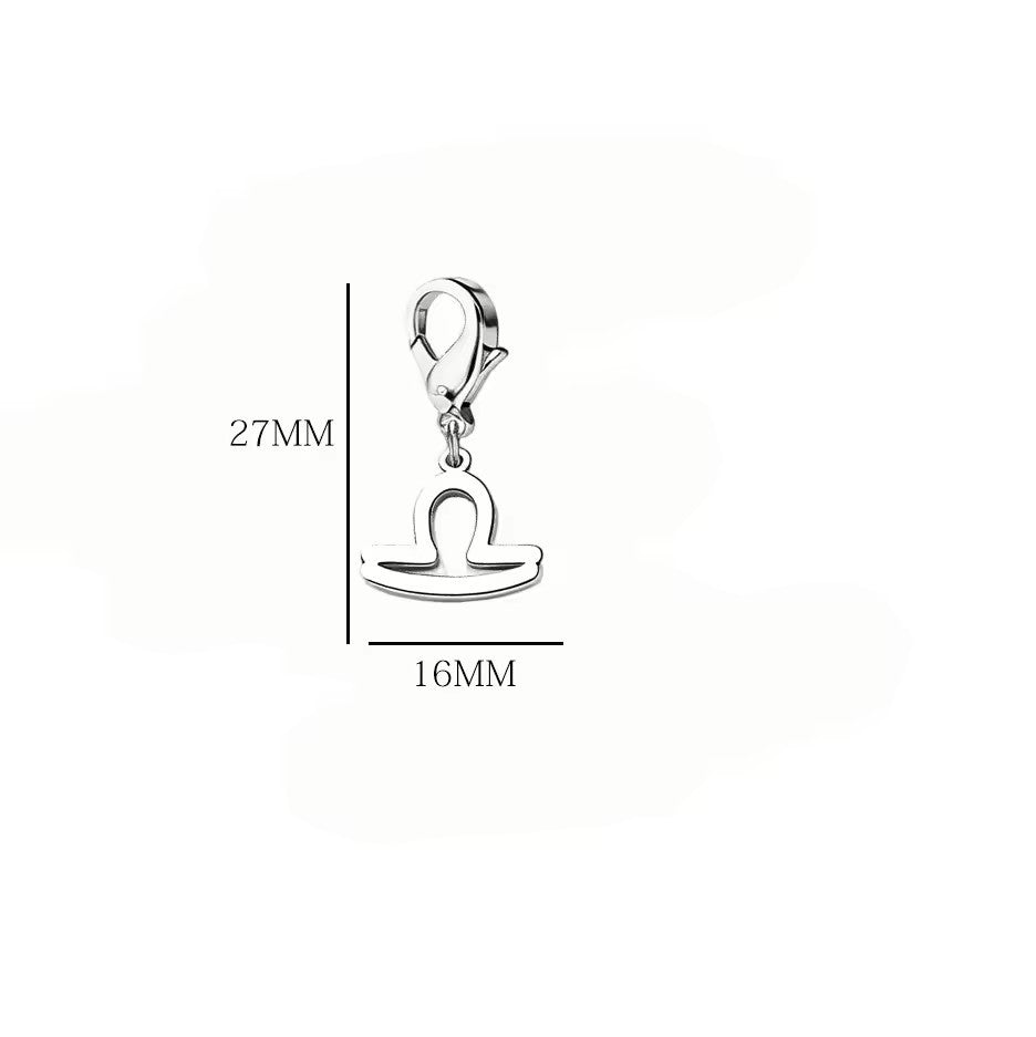 Wholesale Casual Stainless Steel Zodiac Pendant Charms with Lobster Clasp for DIY Jewelry Bracelets Necklaces,  Gift Idea