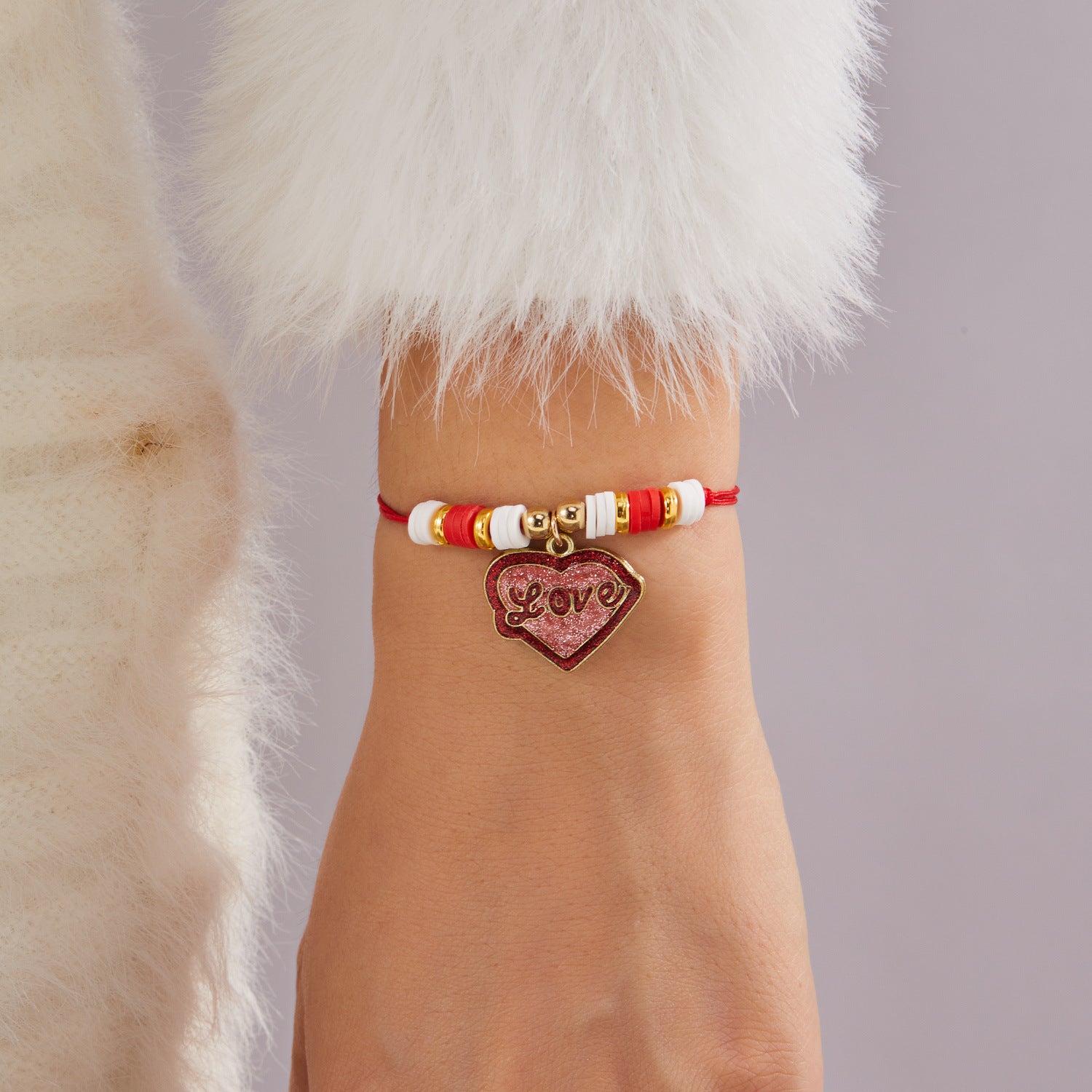 Wholesale Valentine' s Day  Heart Love Braided Bracelet