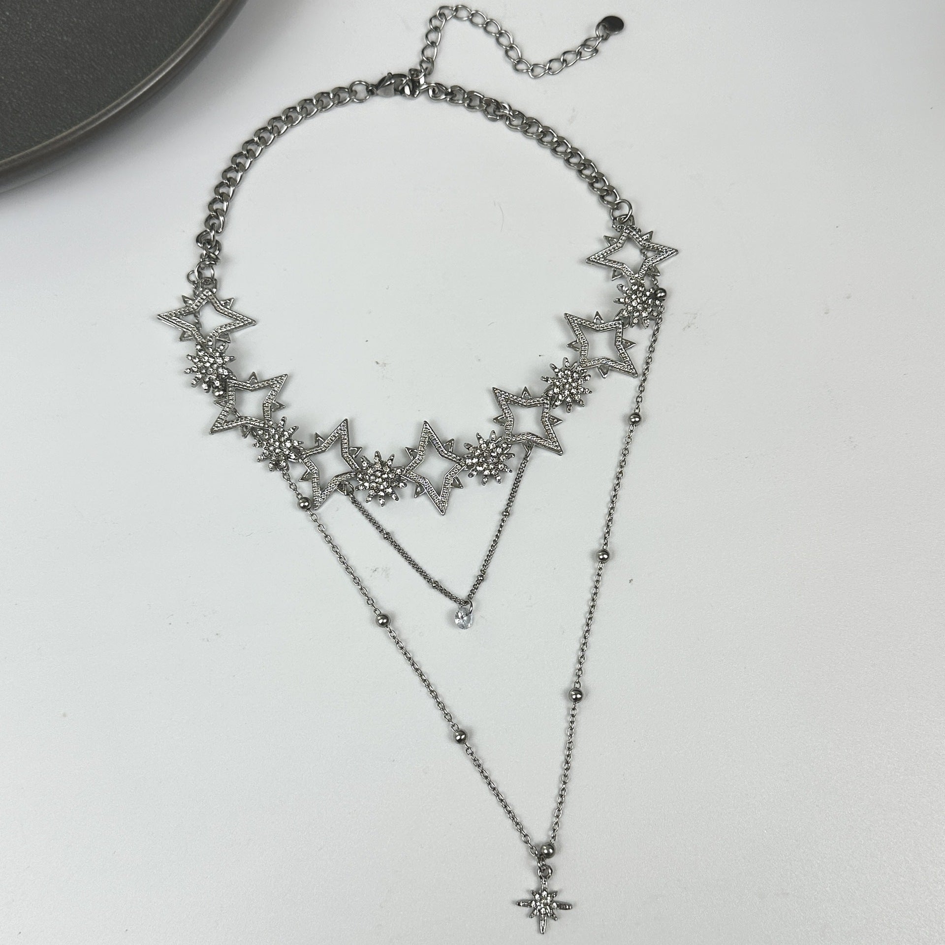 Wholesale Titanium Steel gold and silver double  metal chain  necklace clavicle chain