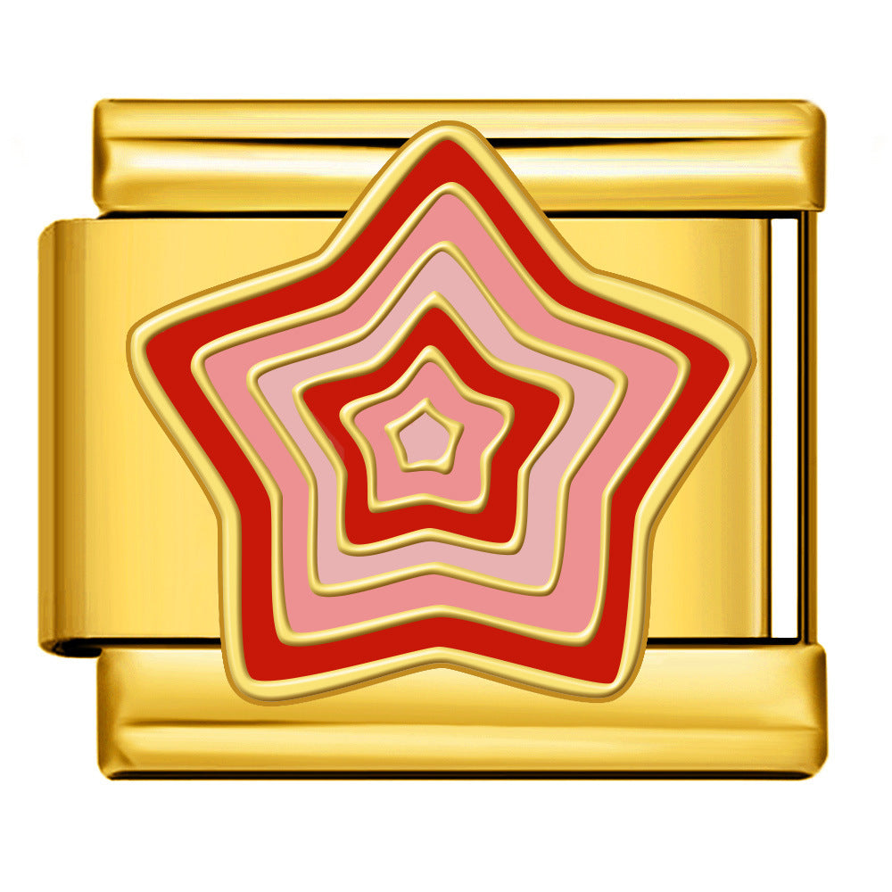 Wholesale Italian modularGold love titanium steel welding drip oil DIY bracelet