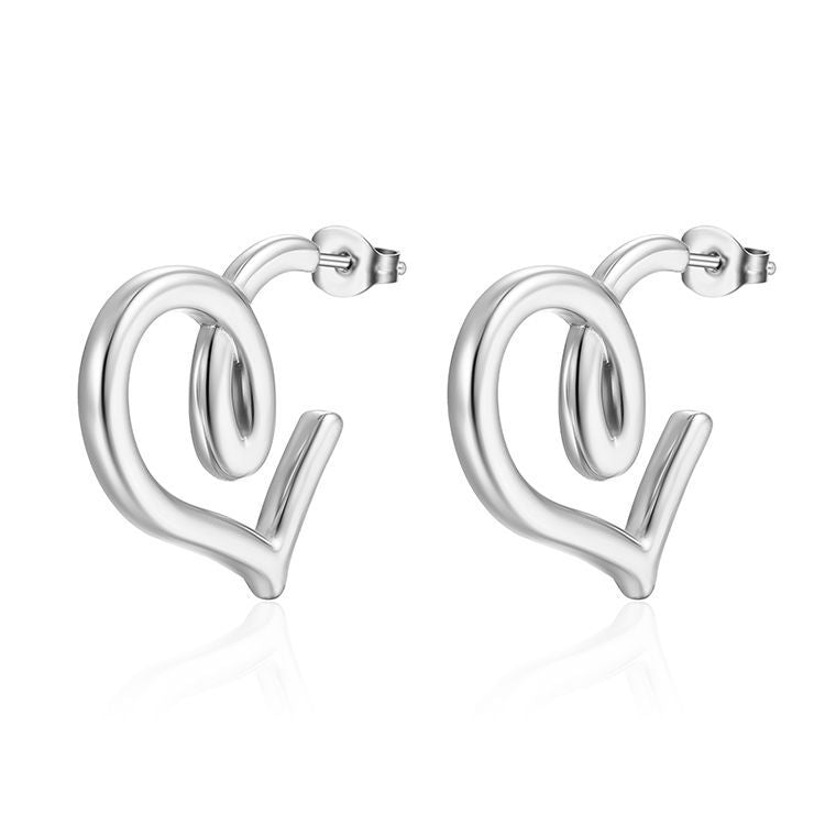 Wholesale  18K gold plated all-match  stainless steel heart earrings