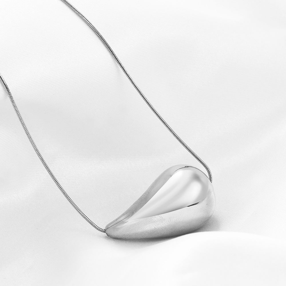 Wholesale Hollow Water Drop Comma Titanium Steel Necklace ACC-NE-ZhongJi003