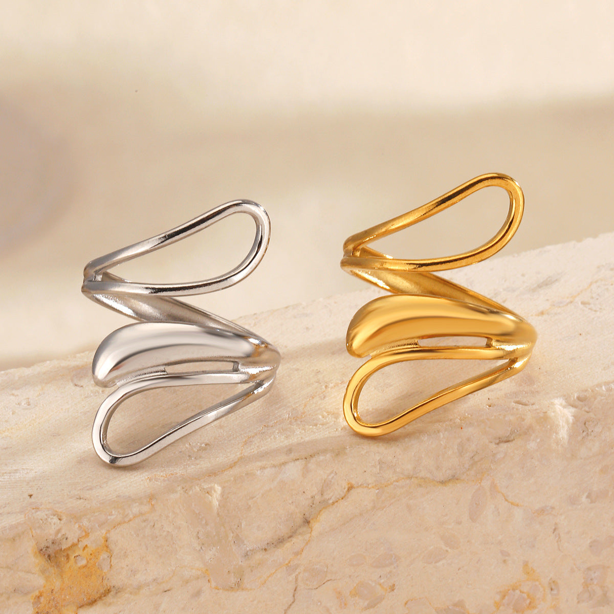 Wholesale Stainless Steel Electroplated Hip Hop Open Ring Fashion Accessory Gift for Women