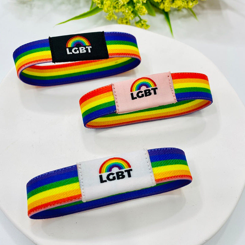 Wholesale LGBT Rainbow Elastic Band Six Color Bracelets ACC-BT-Guangg002