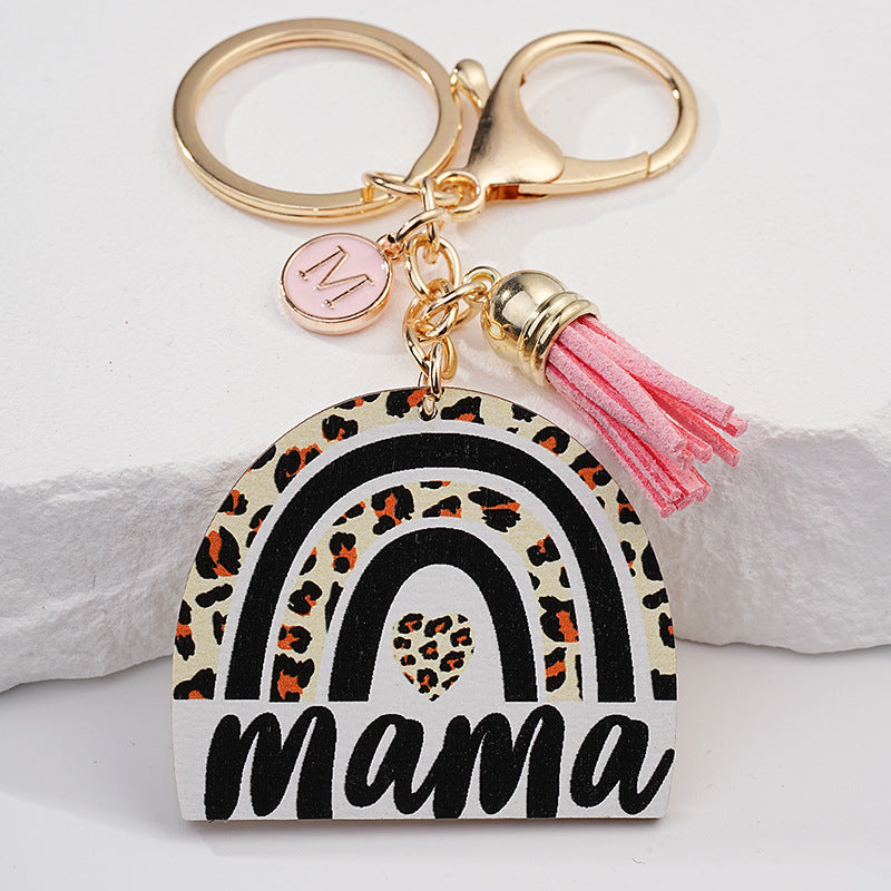 Wholesale Mother's Day Gift Rainbow Keychain Pendant New Leopard Print Arched Car Bag Keychain Pendant ACC-KC-HuiWen001