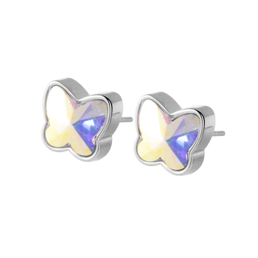 Wholesale Gold Plated Stainless Steel Butterfly Earrings Colorful Details Women Jewelry Accessory