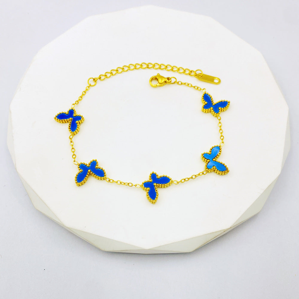 Wholesale Titanium Steel Butterfly Mother-of-pearl Bracelet ACC-BT-QianHui003