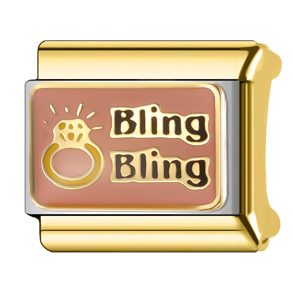 Wholesale Italian Charm Bracelet 9mm DIY Splicing Gold Plated Series Stainless Steel Composable Bracelet