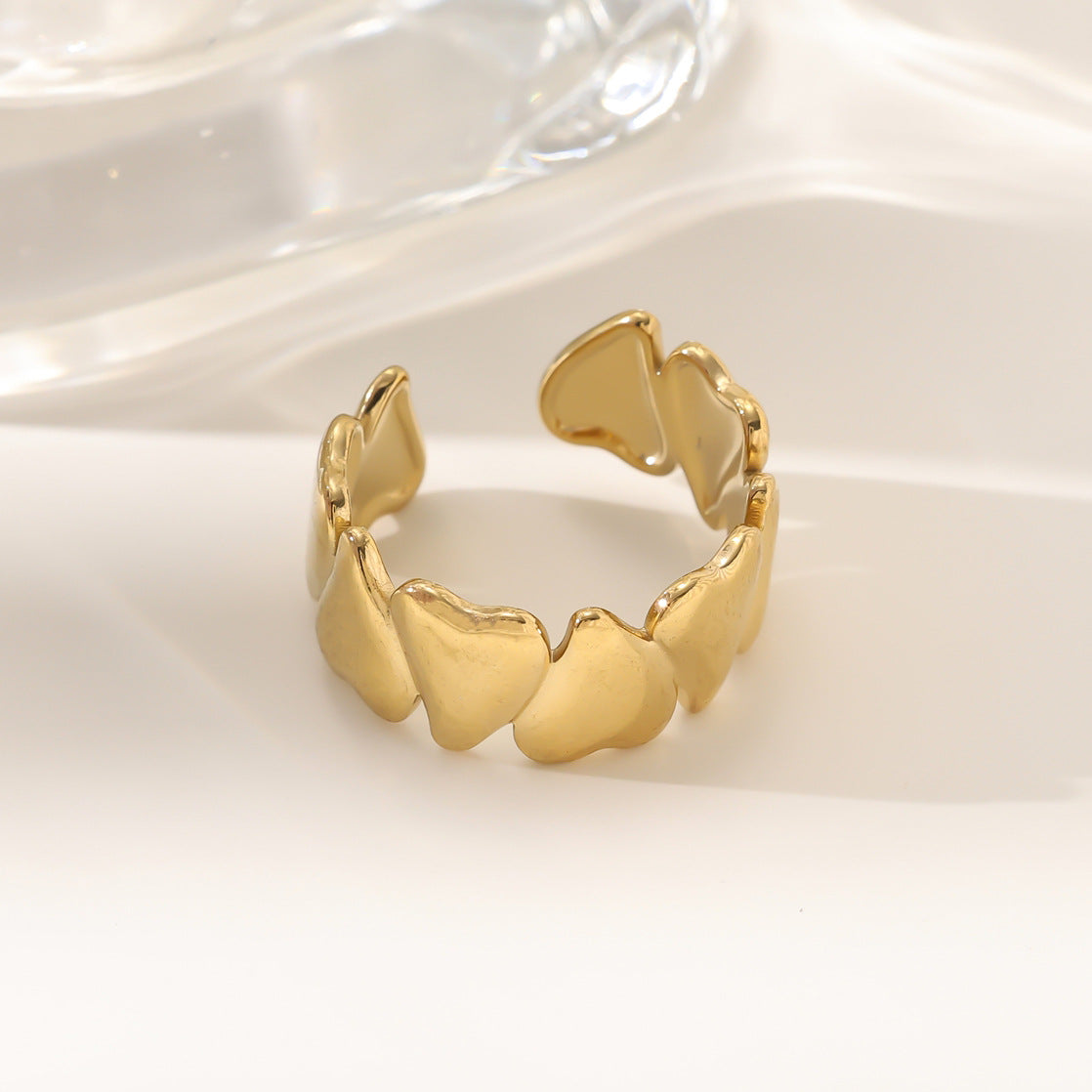 Wholesale Stainless steel gold-plated adjustable ring