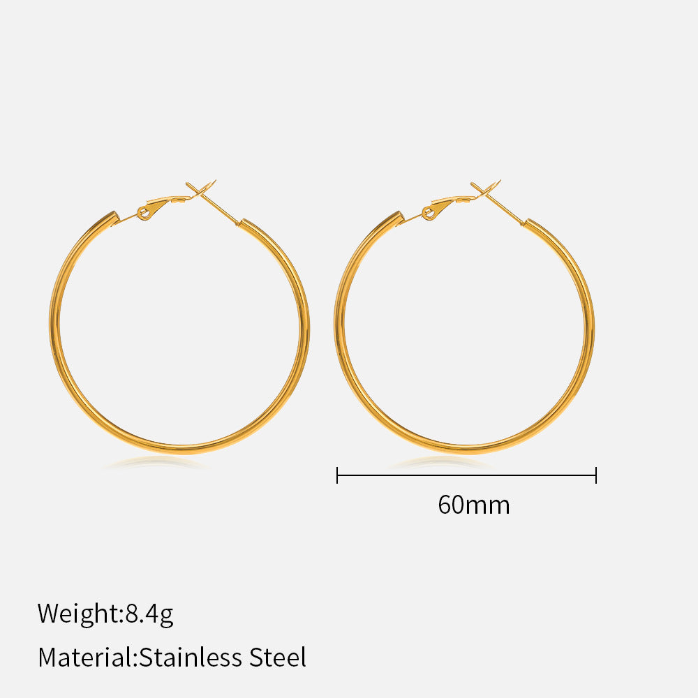 Wholesale  Popular 30/40/50/60mm Stainless Steel Round Earrings