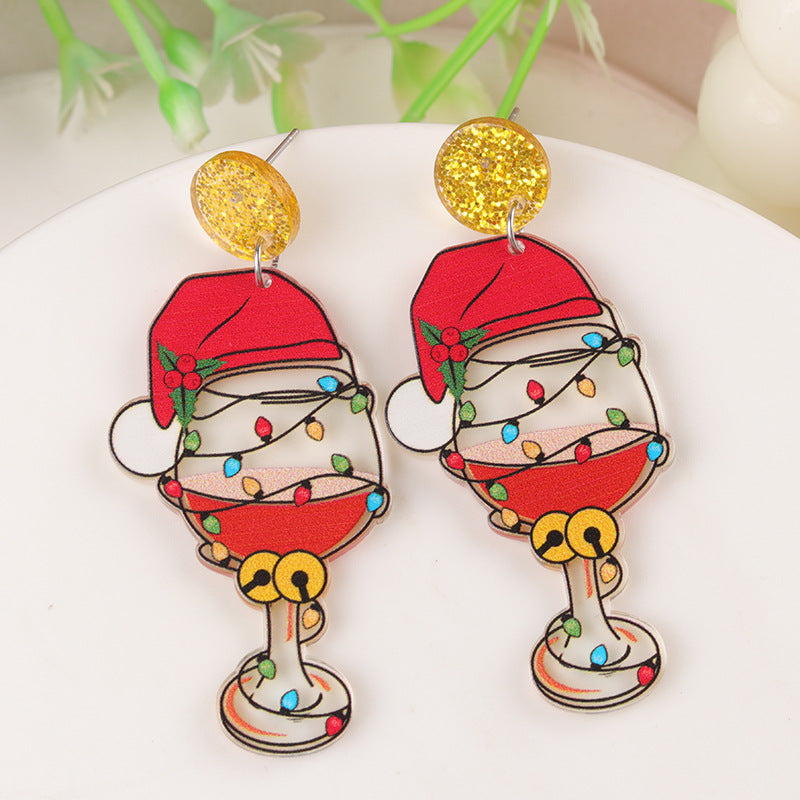Wholesale Cartoon Creative Christmas Series Elk Gloves Acrylic Earrings