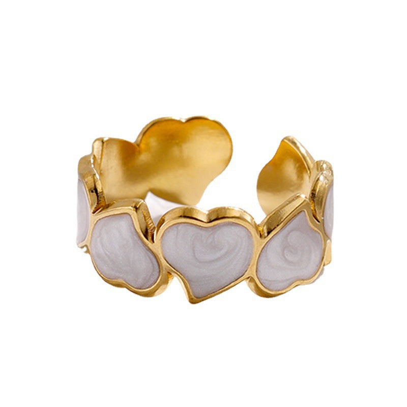 Wholesale Stainless Steel Heart Adjustable Ring Trendy Korean Chic Fashion Jewelry Accessory For Women Everyday Wear
