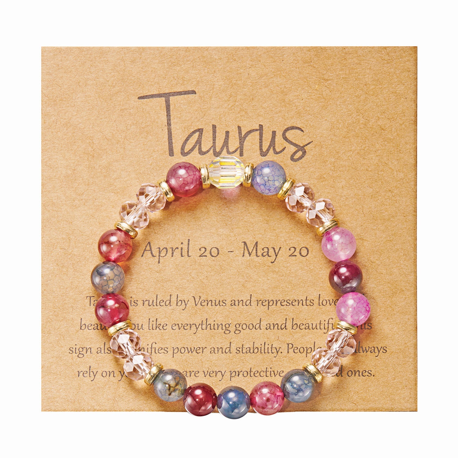 Wholesale Twelve Constellations Beaded Colored Stone Paper Card Bracelet