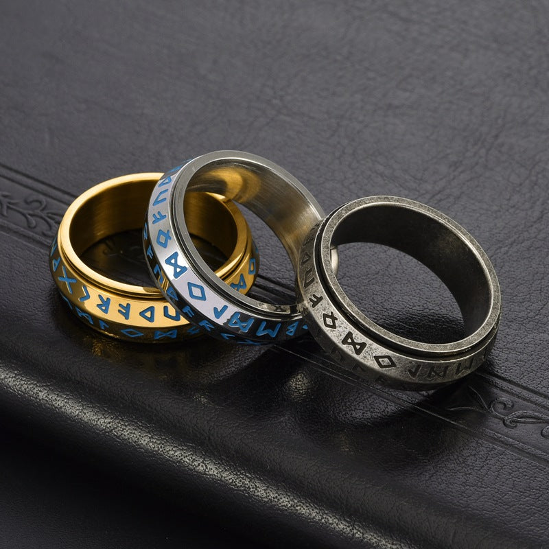 Anello in acciaio al titanio vichingo smussato in stile nordico retrò all'ingrosso