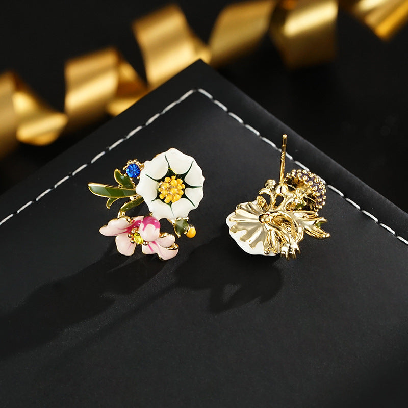 Wholesale Enamel Color Oil Drop 18K True Gold Color Preservation  Earrings