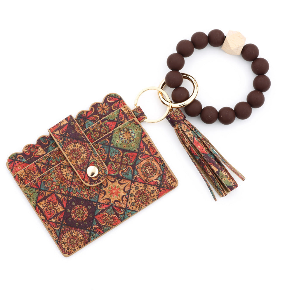 Wholesale 10PCS  Small Wallet Silicone Bead Bracelet Wristlet Keychain