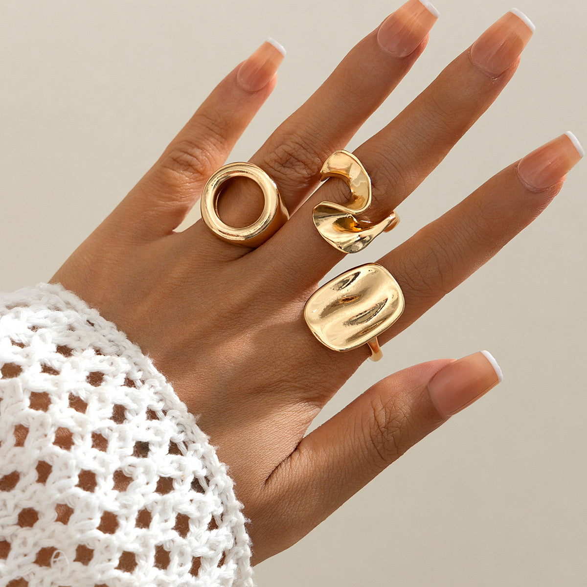 Wholesale Square irregular alloy ring set