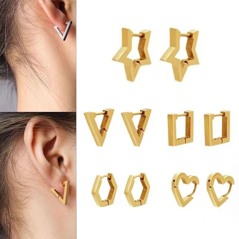 Wholesale Trendy Stainless Steel Geometric Ear Cuffs Unisex Electroplated Steel Tone Jewelry Accessory