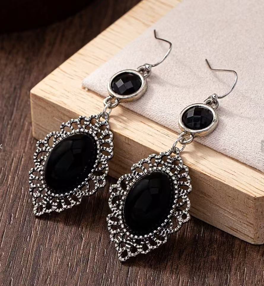 Wholesale Exaggerated Ethnic Gemstone Earrings,  Zinc Alloy Electroplated,  Jewelry Accessory