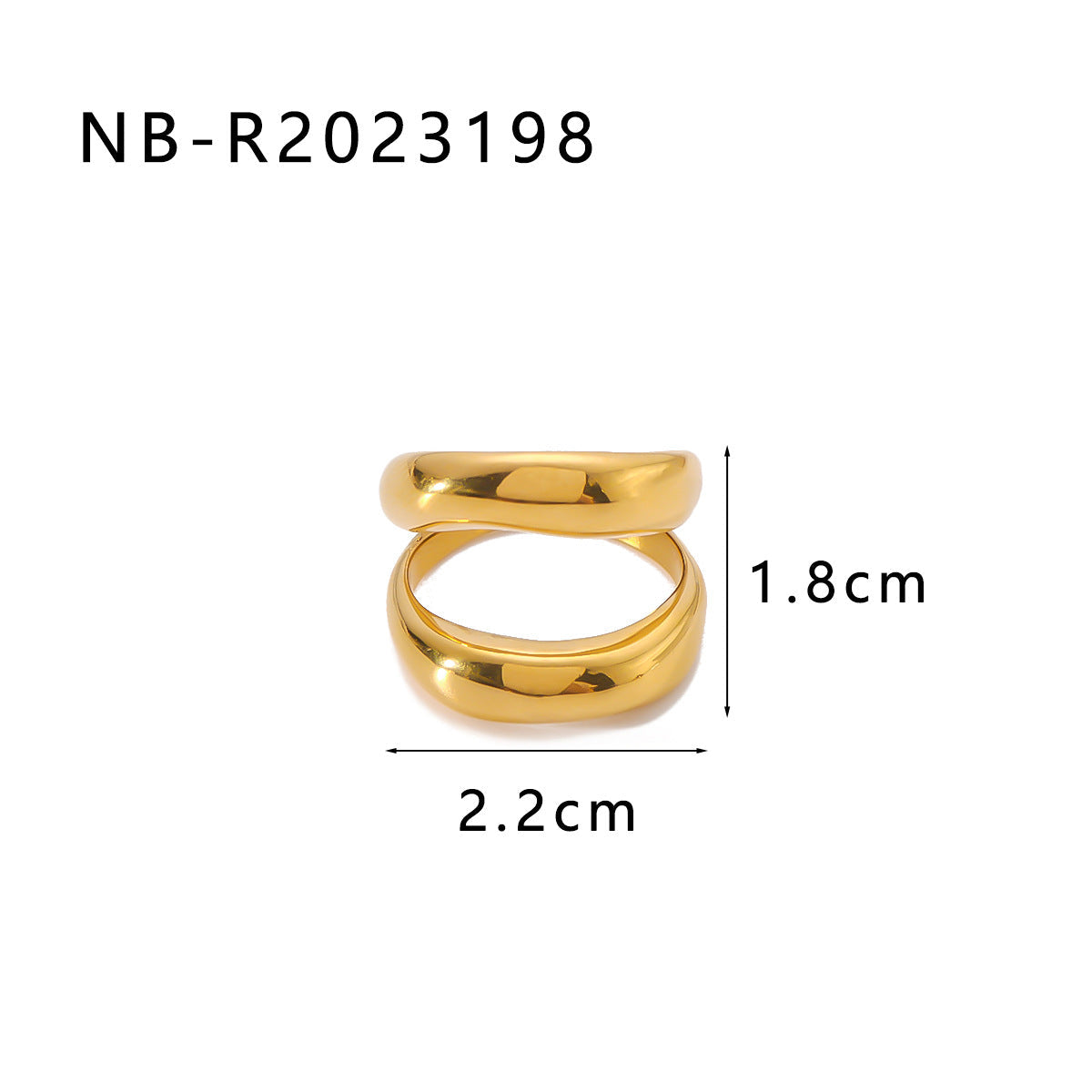 Wholesale Hammered Geometric Titanium Steel 18K Gold Plated Ring