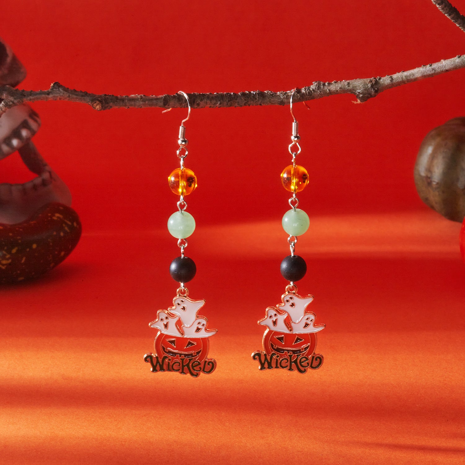 Wholesale  Halloween Pumpkin Ghost Pendant Earrings