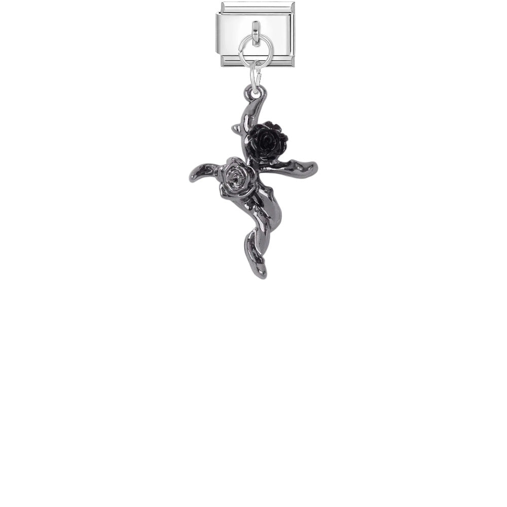 Wholesale Dark Punk DIY Bracelet Strap - Titanium Steel Black Cross Enamel,  Jewelry Accessory for Resale