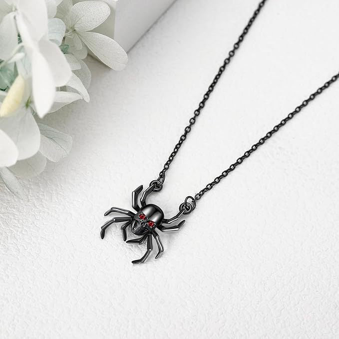 Wholesale Halloween Simple Spider Skull Pendant  Punk Three-dimensional  Necklace