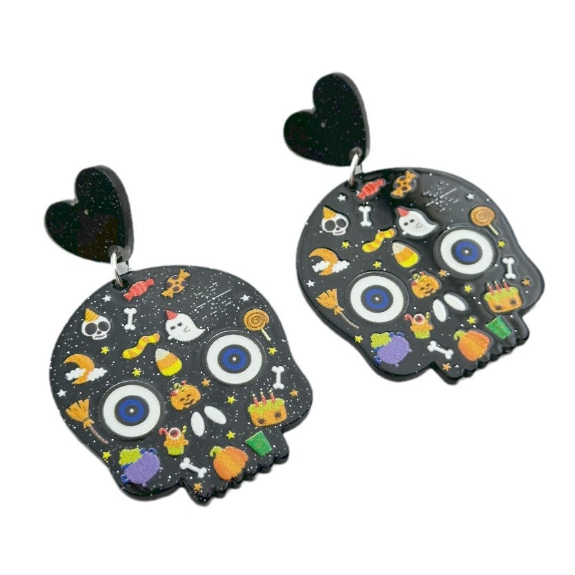 Wholesale Halloween Skull Ghost Acrylic Earrings ACC-ES-Weiw004