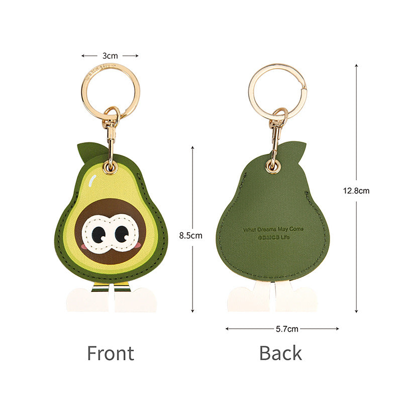 Wholesale Fruit Print Drop Shaped PU Leather Card Holder Keychain Cute Bag Charm Boutique Resale Gift