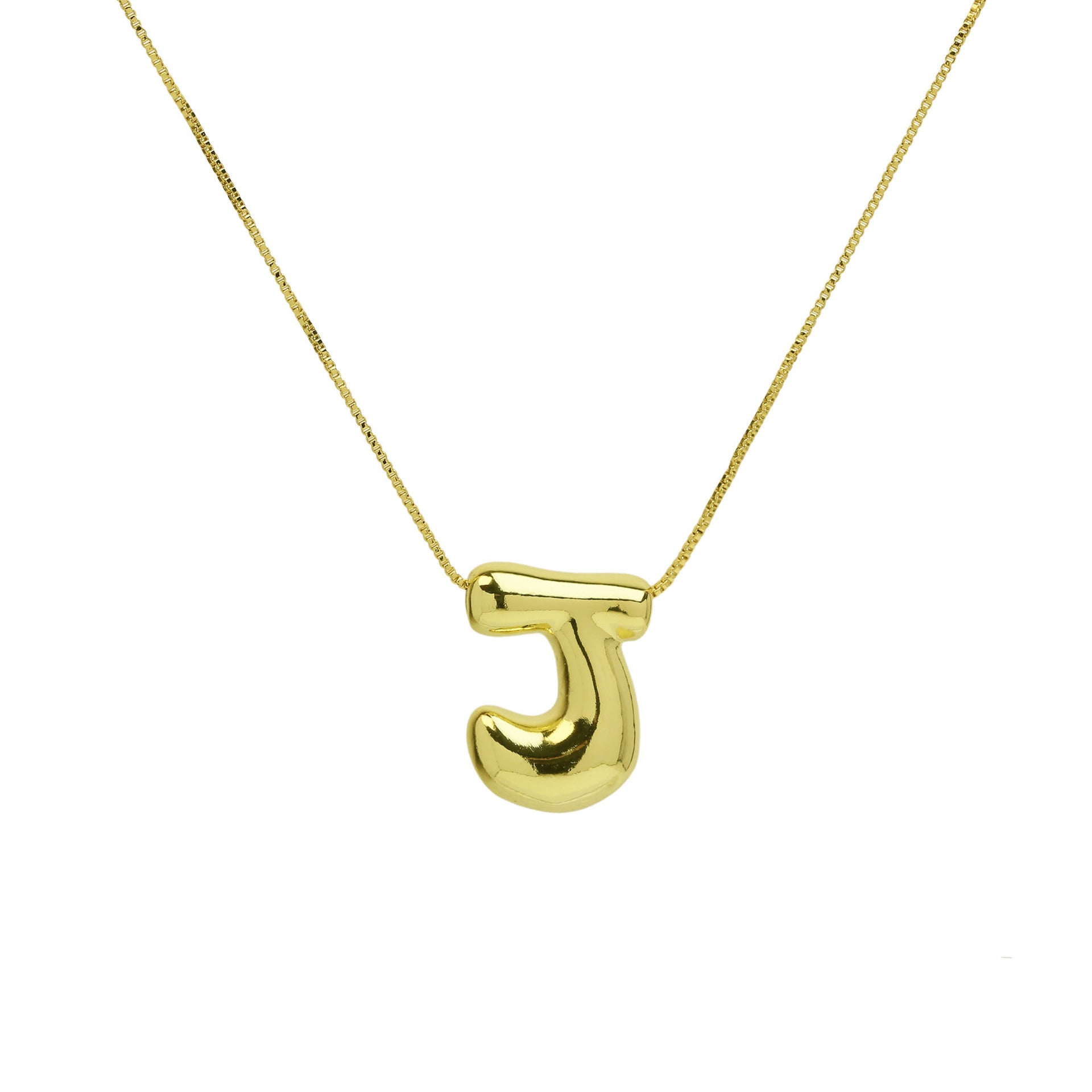 Wholesale 18K Brass Glossy Balloon Bubble 26 Letter Pendant Necklaces ACC-NE-BaiYi001