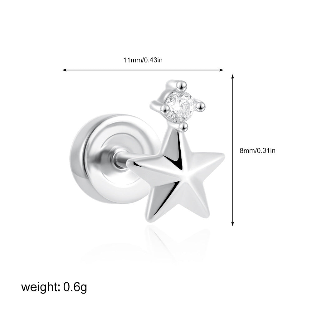 Wholesale Titanium Steel 18K Gold Minimalist Star Moon Sun Earrings Set