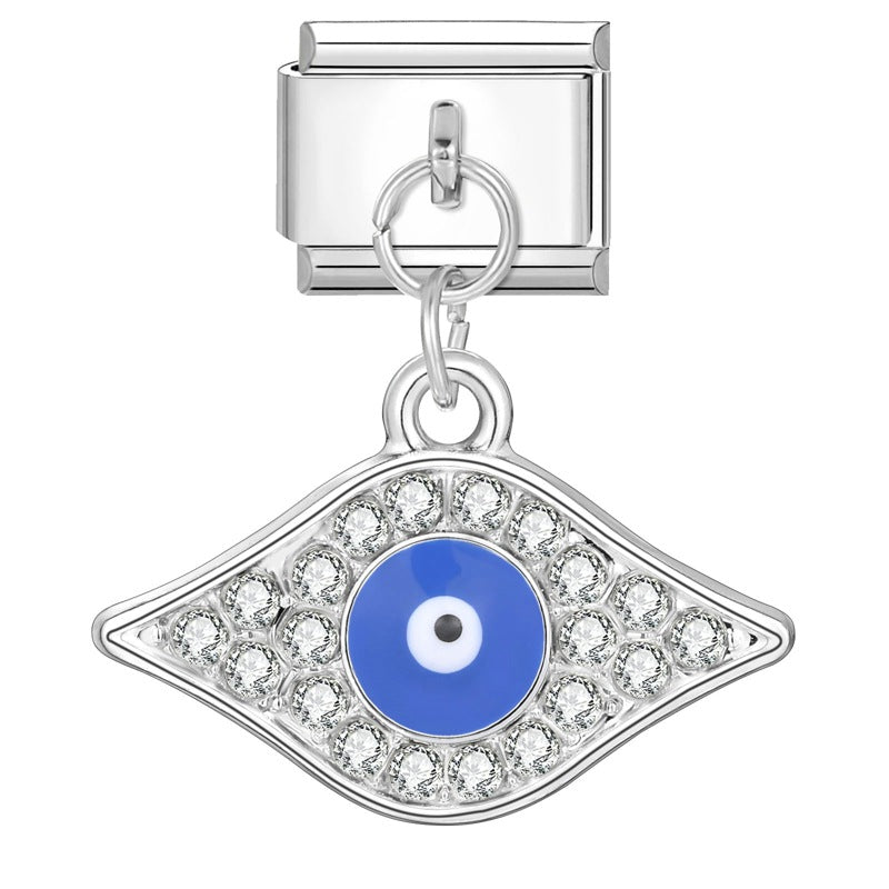 Bracelet de charme italien en gros 9 mm DIY Esplicing Blue Eyes Bracelet composable en acier inoxydable