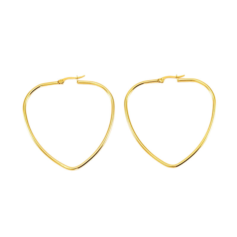 Wholesale  Titanium Steel Plain Hoop Heart Earrings