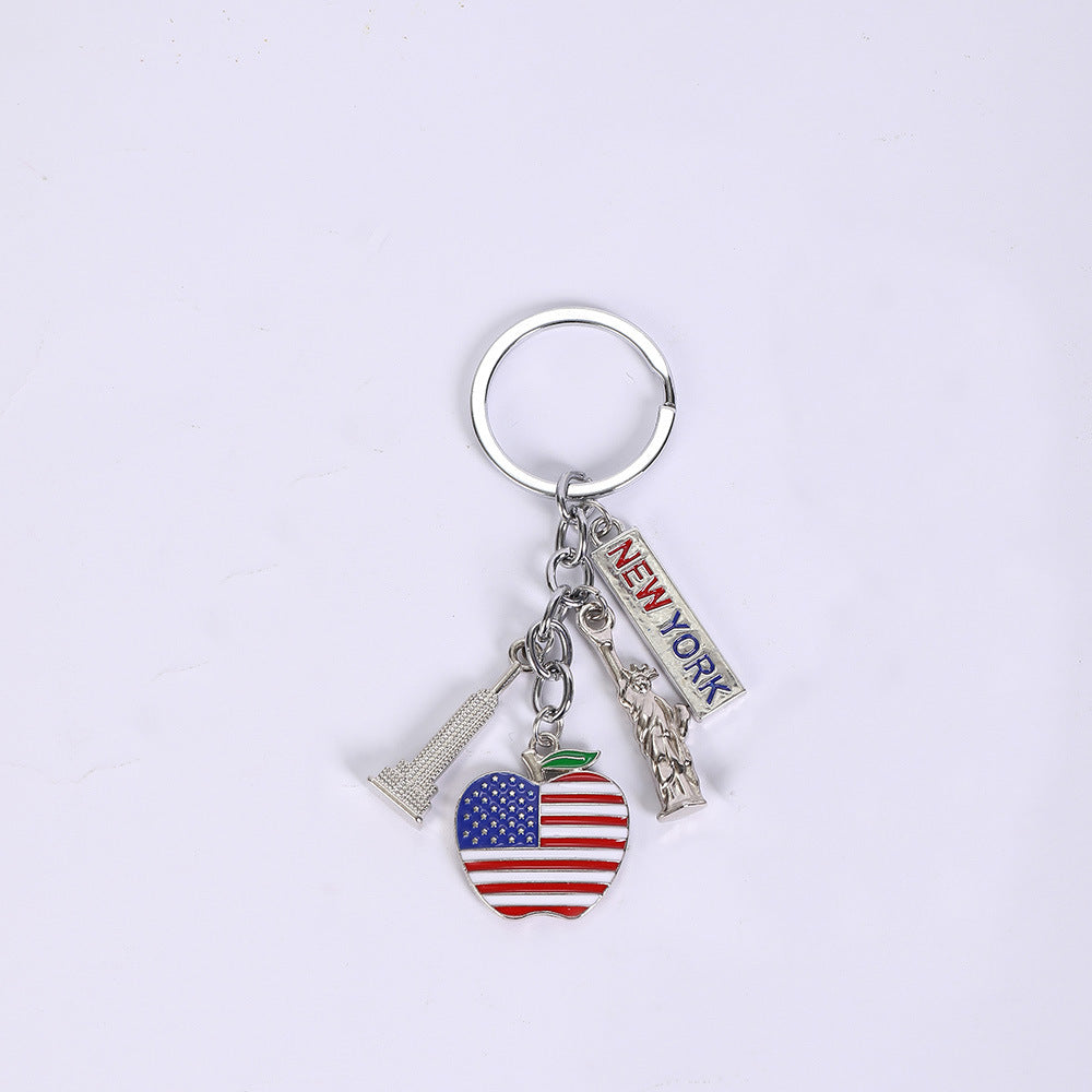 Wholesale Double-sided three-dimensional American souvenir Independence Day keychain