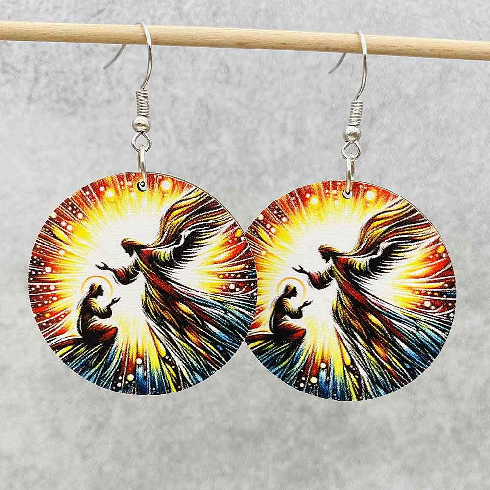 Wholesale  Wooden Earrings Cross Baroque Dark Embossed Gothic Style Earrings
