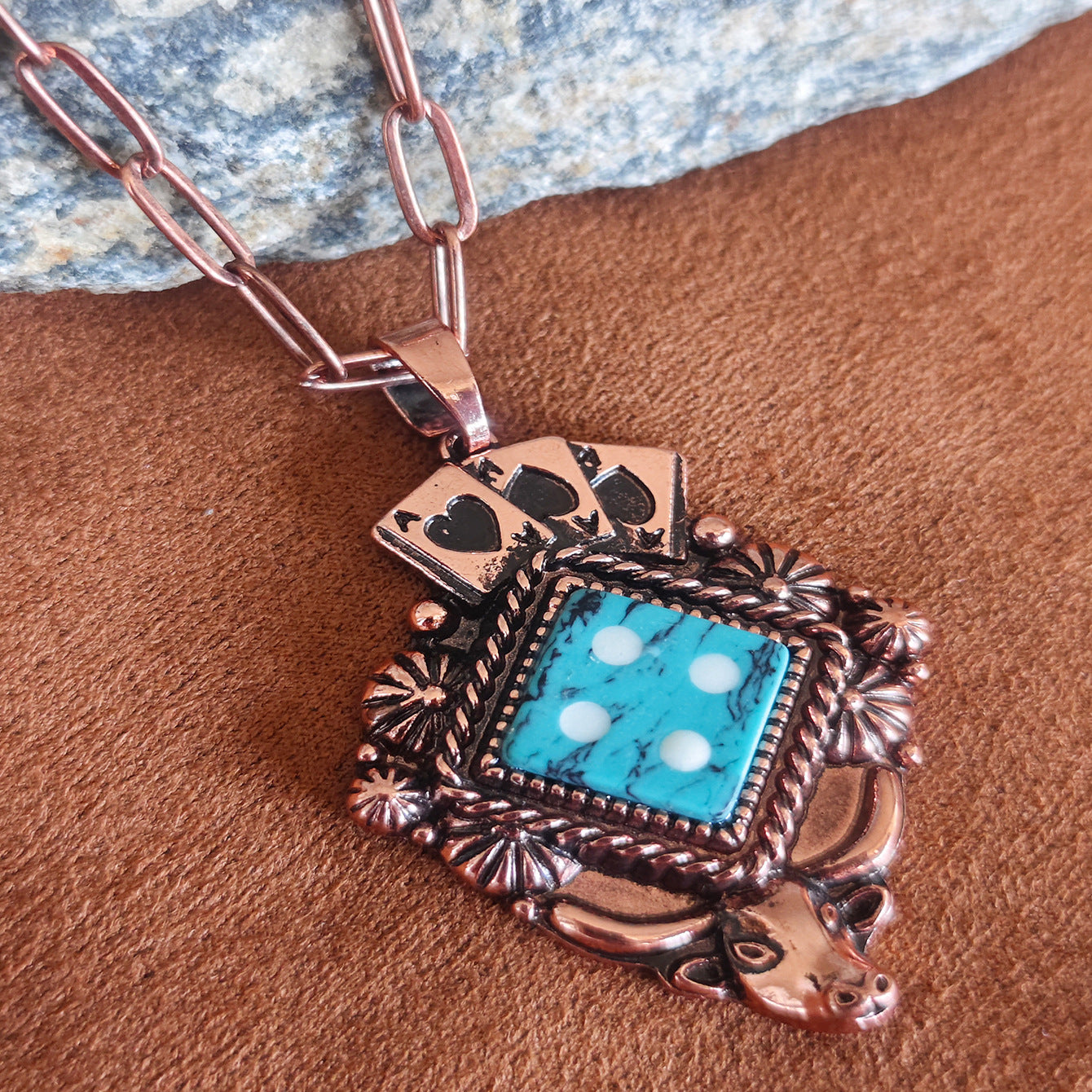 Wholesale Boho Heart Turquoise Pendant Necklace And Earrings Set Retro Gold Tone Fashion Jewelry Accessory For Party And Gift