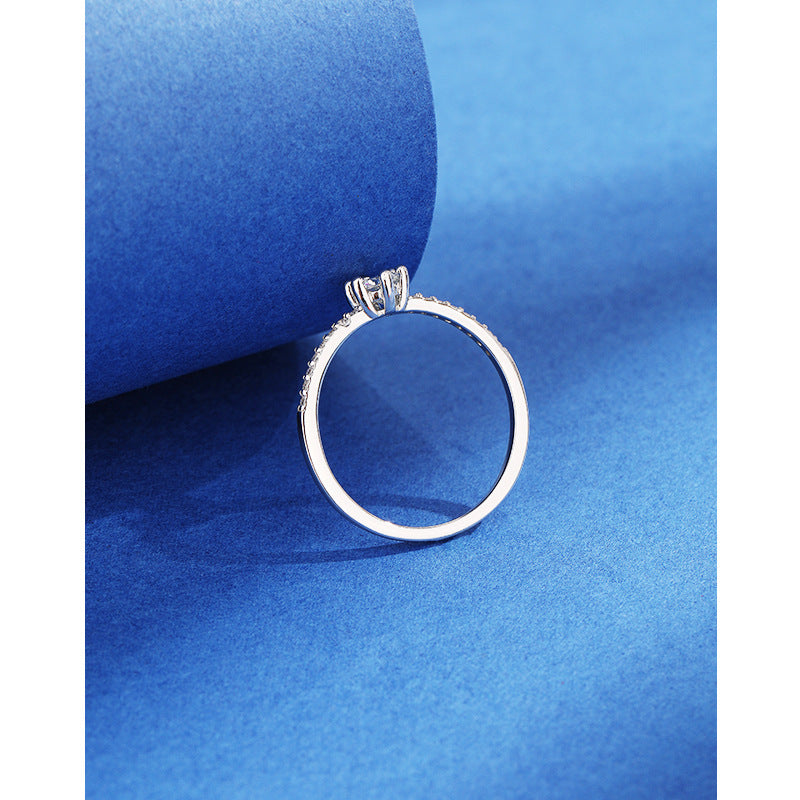 Wholesale S925 sterling silver niche 40 points moissanite diamond ring