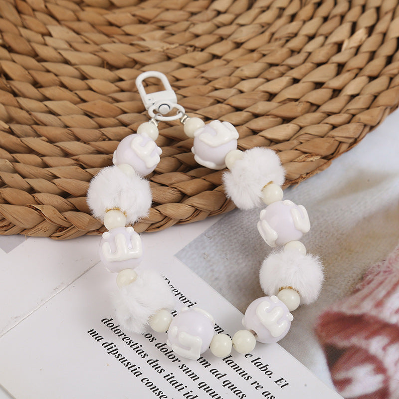 Wholesale creative letter beaded keychain