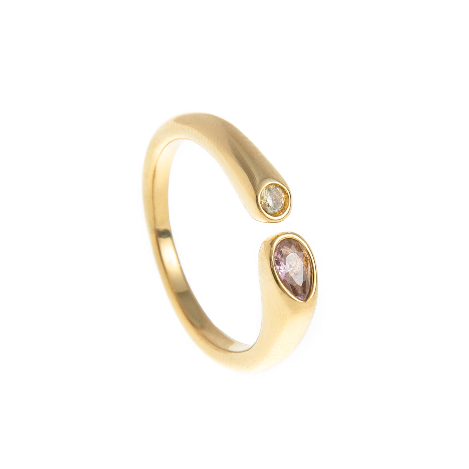 Wholesale Trendy Birthstone Ring Titanium Steel Gold Plated Geometric Oval Adjustable Fashion Accessory Resale