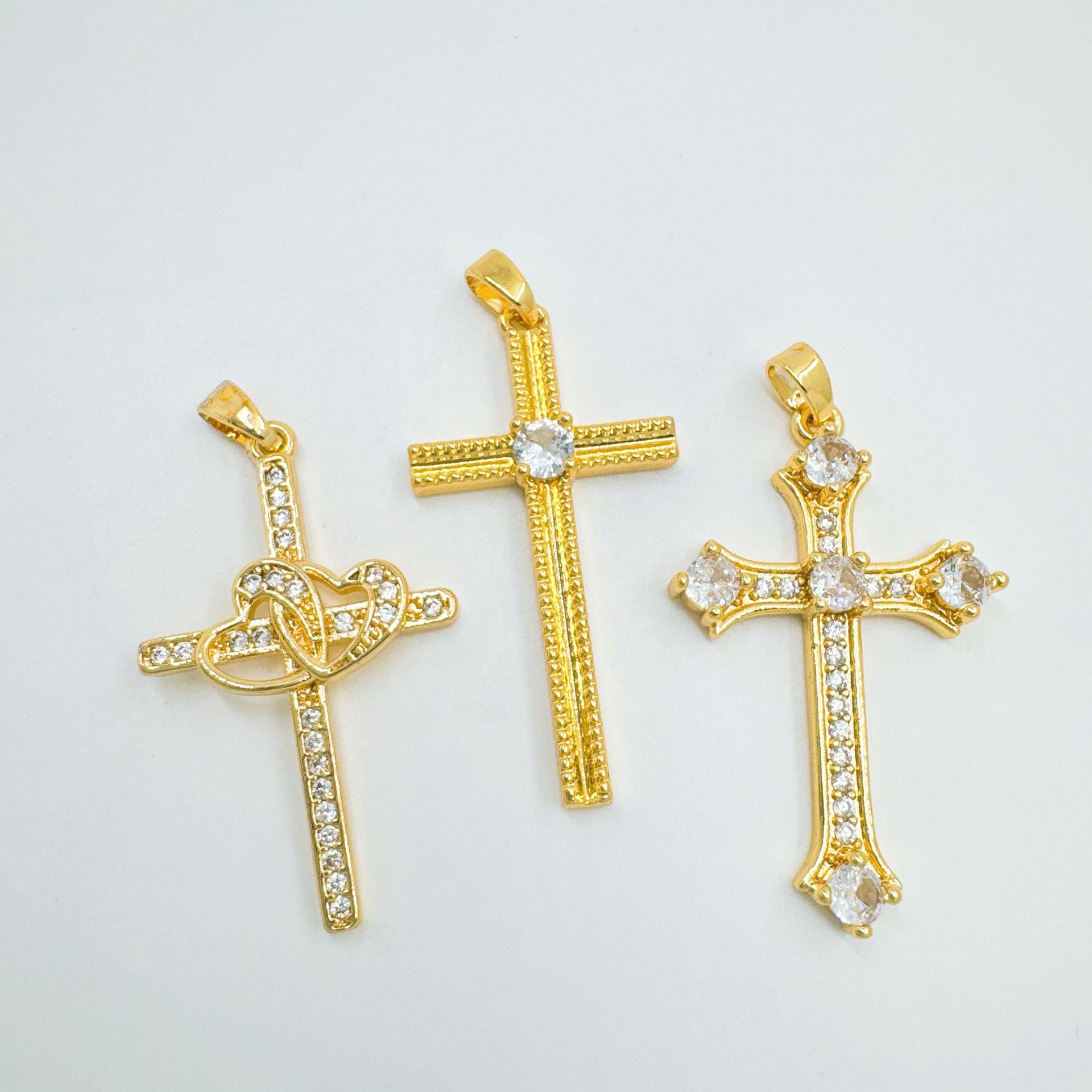 Wholesale Gold Plated Zircon Cross Pendant Jewelry Accessory