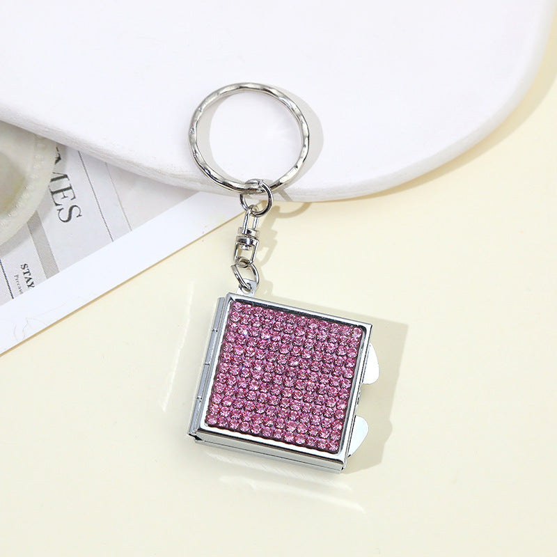 Wholesale Rhinestone Mini Portable Makeup Mirror Keychain ACC-KC-ZhiYa019