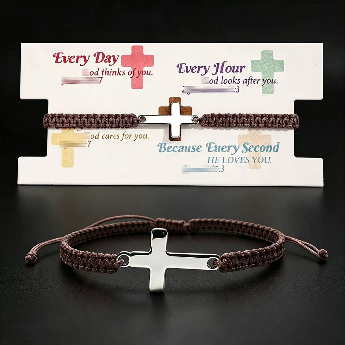 Wholesale Red Handmade Woven Cross Bracelet Stainless Steel Unisex Couple Gift Fashion Accessory
