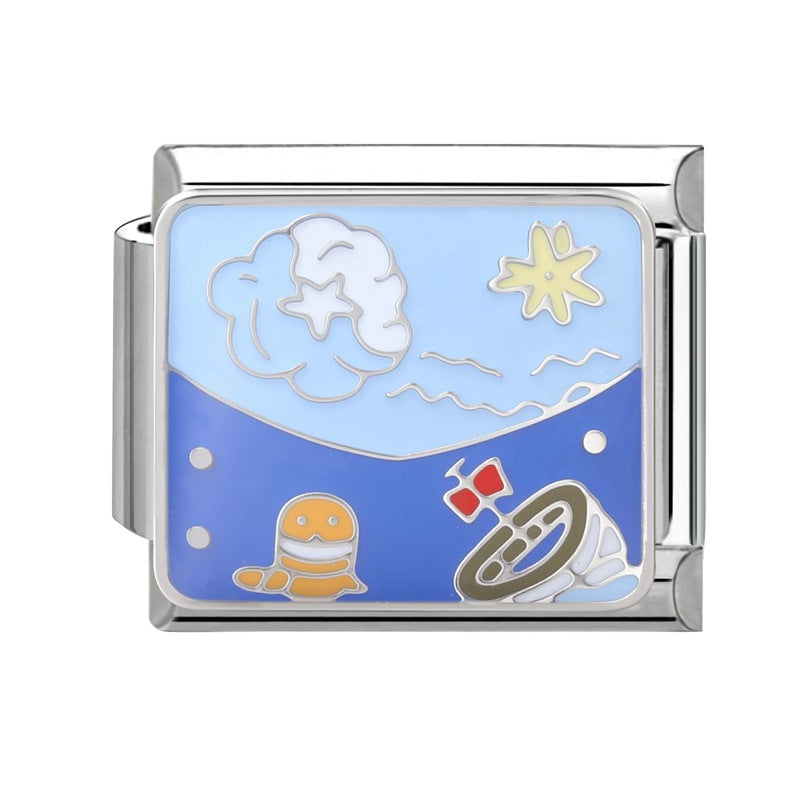 Wholesale 9mm Italian Charm Starter Bracelets DIY Marine Series Stainless Steel Composable Bracelet